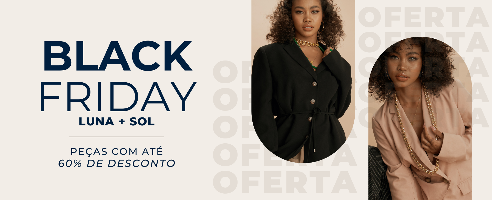 Banner para Site Black Friday Loja de Roupas Minimalista Bege e Marrom
