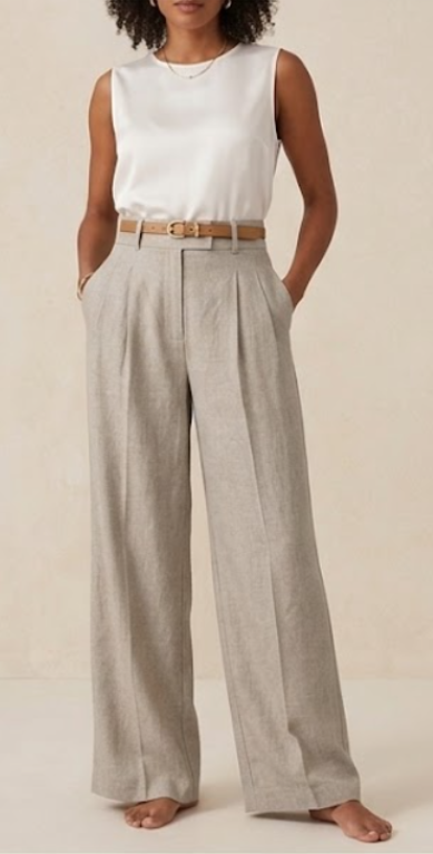 Calça Wide Leg Fend em Linho